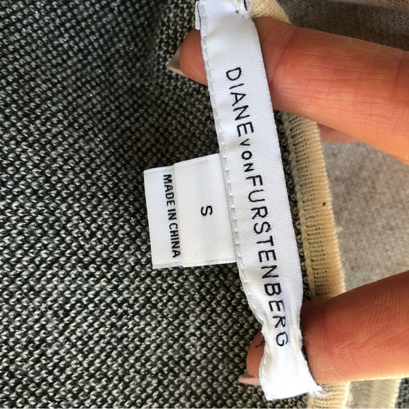 DVF Diane Von Furstenberg Cream, grey & black wrap sweater small Wool Wr… - Picture 6 of 12